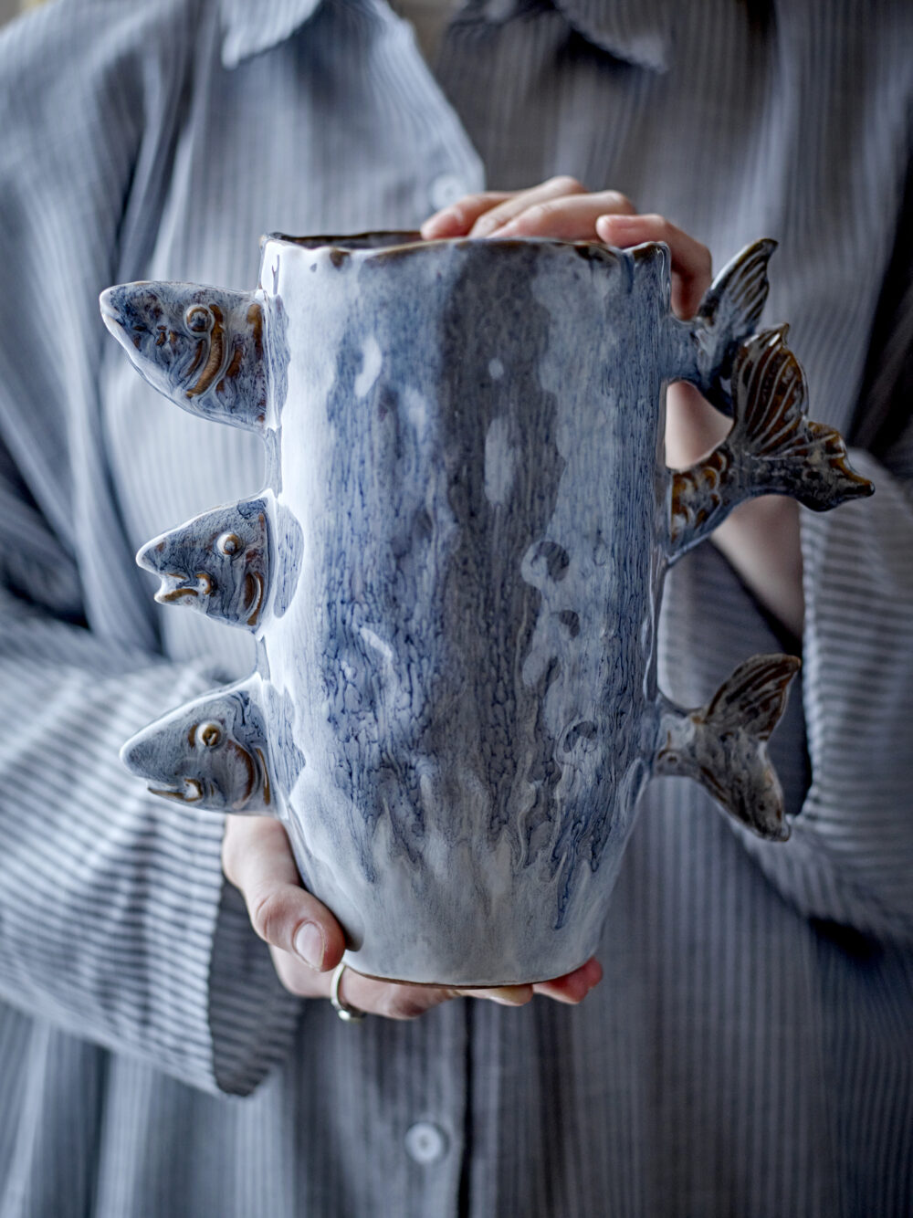 Tace Vase, Blue, Stoneware - Image 5
