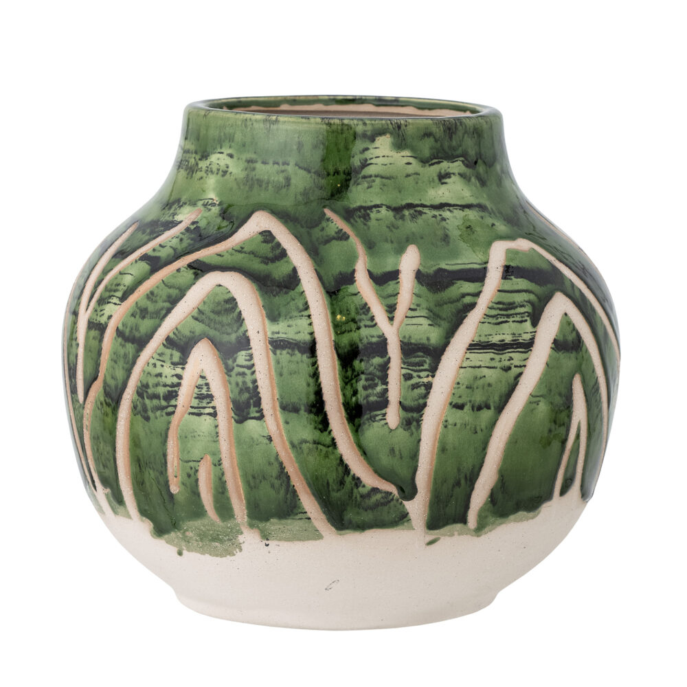 Eliya Vase, Green, Stoneware