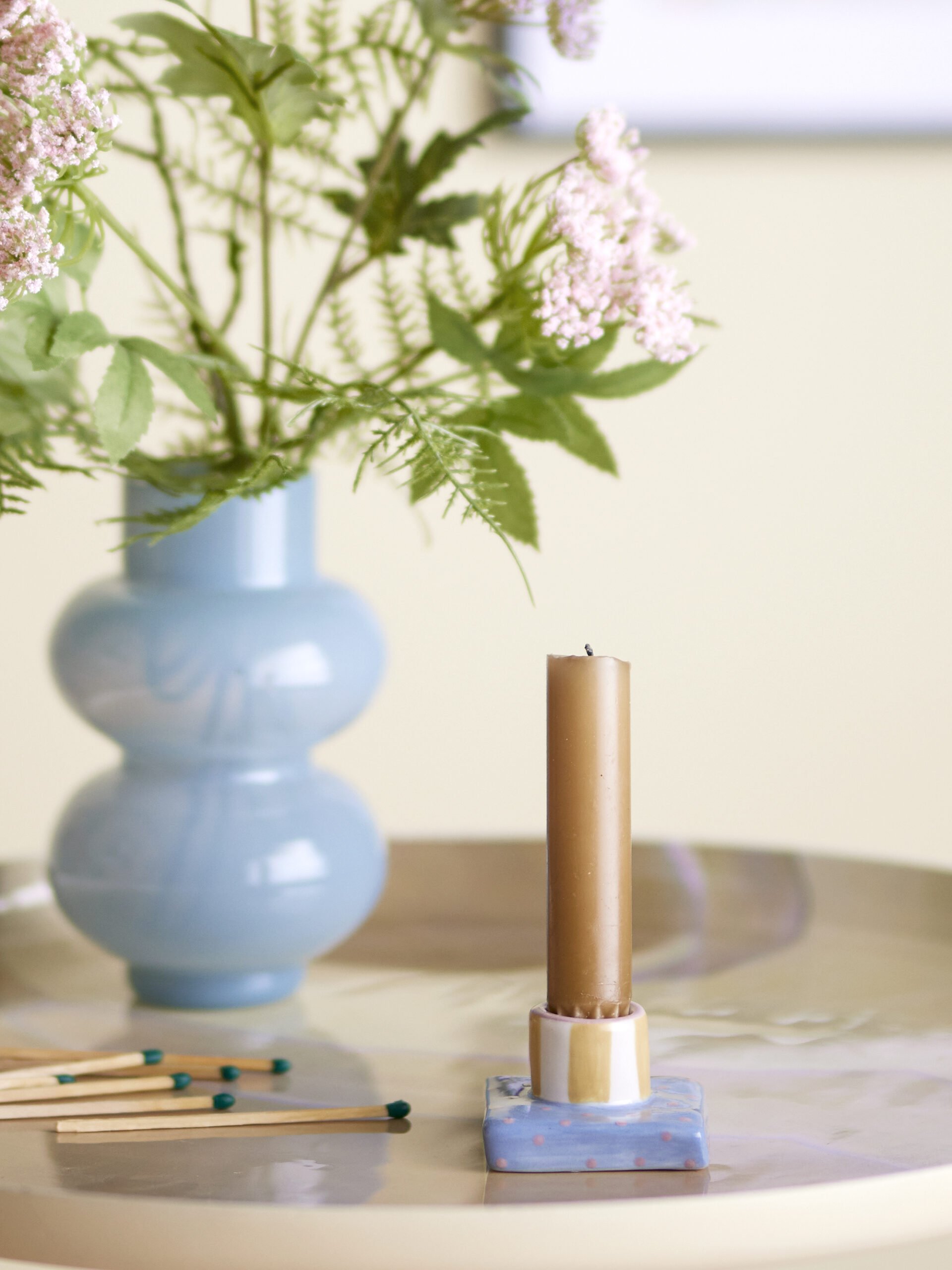 Tacana Candle Holder, Blue, Stoneware - Image 3