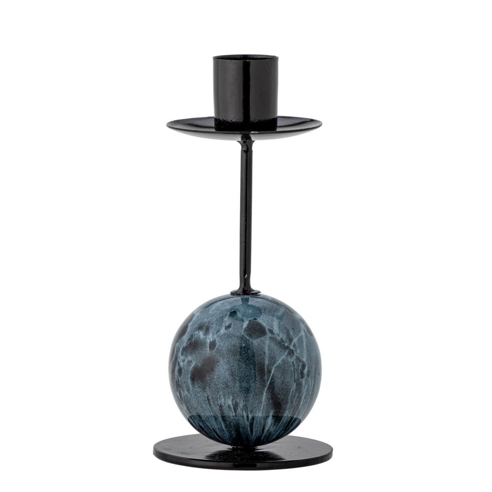 Jayda Candle Holder, Blue, Iron
