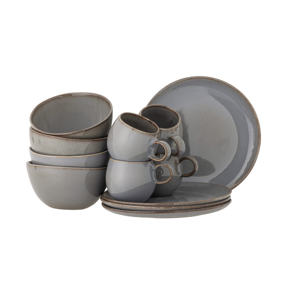 Sandrine Breakfast Set, Grey, Stoneware