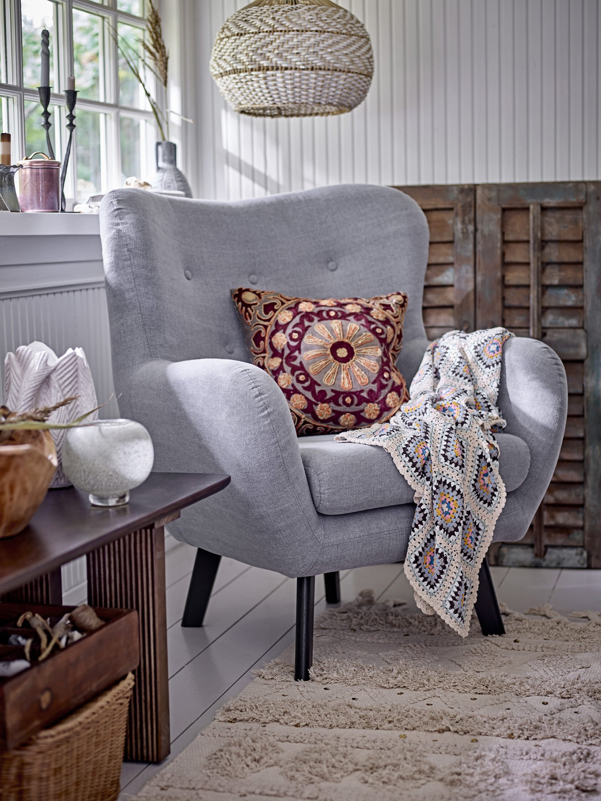 Beau Lounge Chair, Blue, Cotton - Image 6