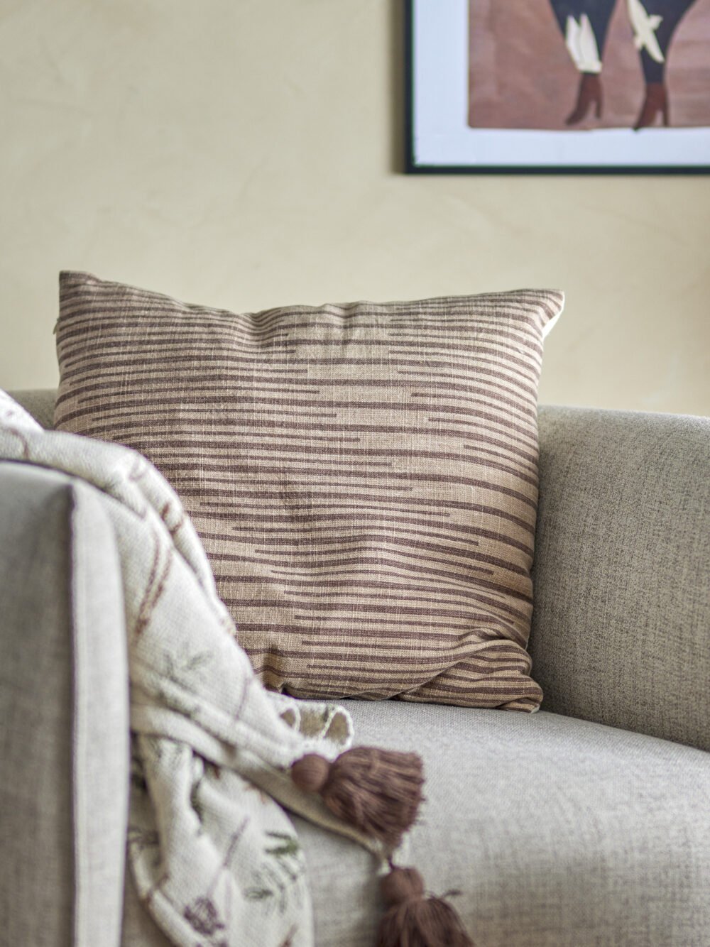 Witham Cushion, Brown, Cotton - Image 4
