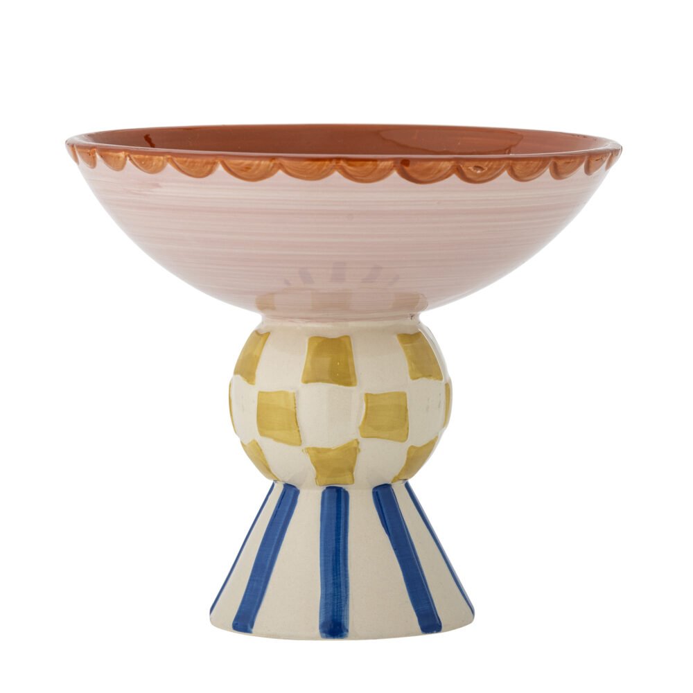 Bob Pedestal Bowl, Rose, Stoneware - Image 3