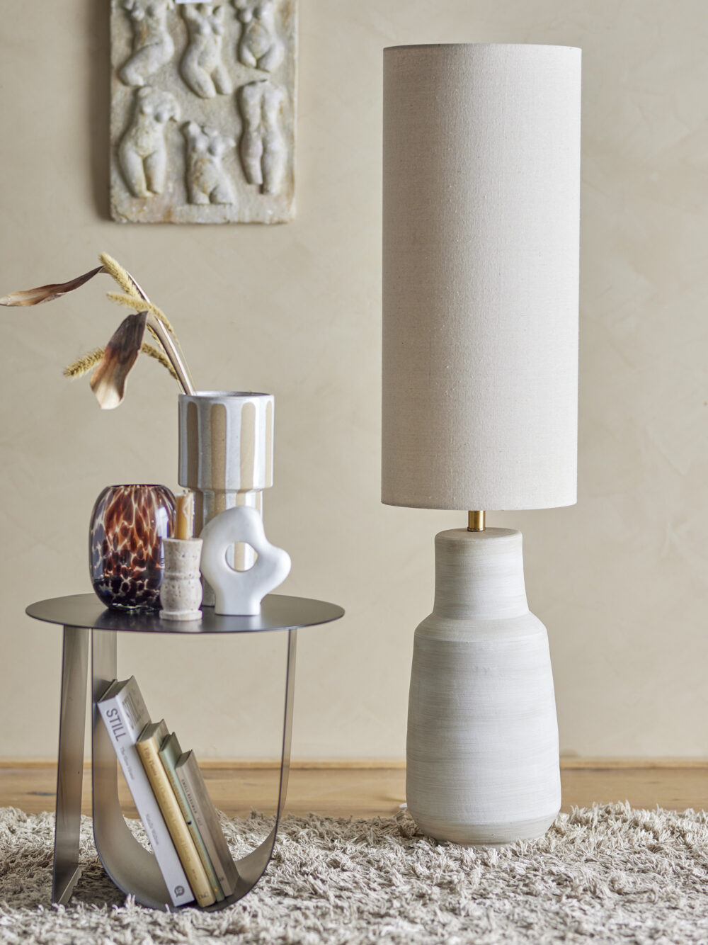 Linetta Floor Lamp, White, Stoneware - Image 3