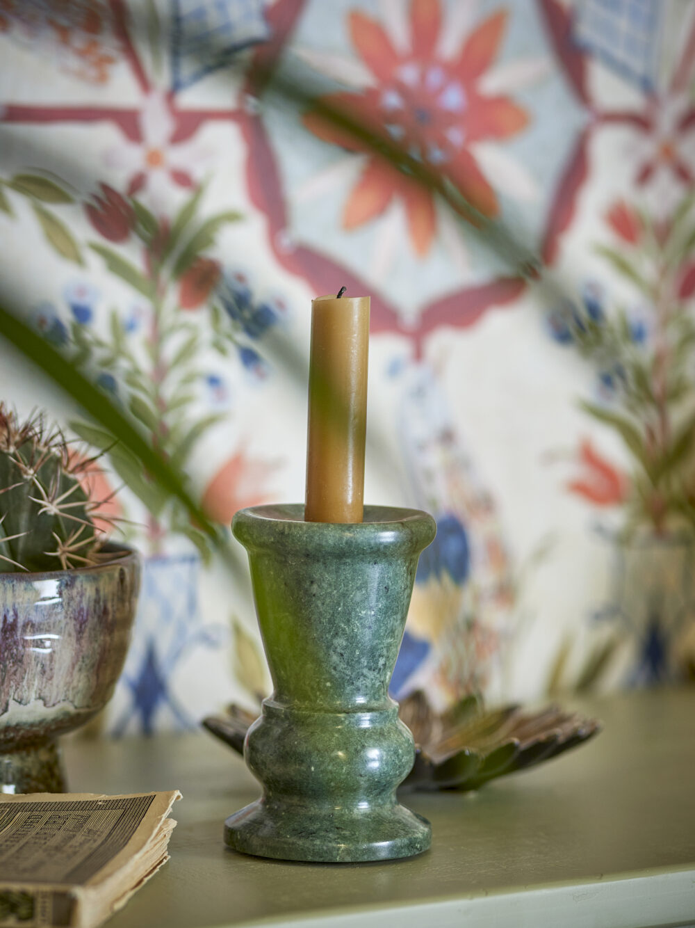 Sicilia Candle Holder, Green, Marble - Image 3