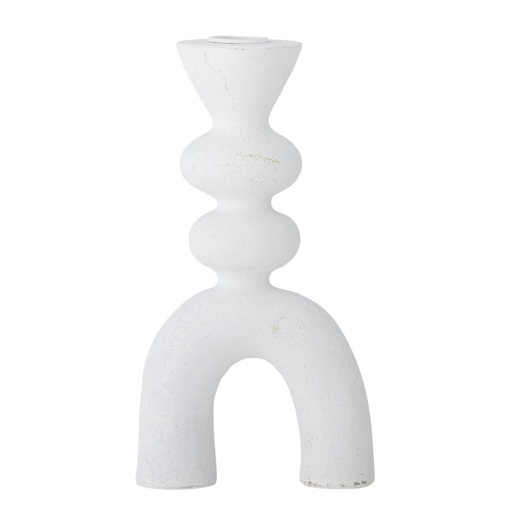 Syra Candle Holder, White, Polyresin