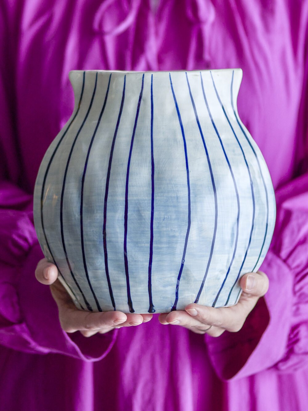 Esra Vase, Blue, Stoneware - Image 4