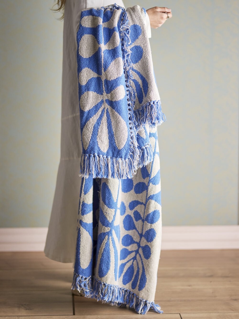 Nevine Throw, Blue, Recycled Cotton - Image 4