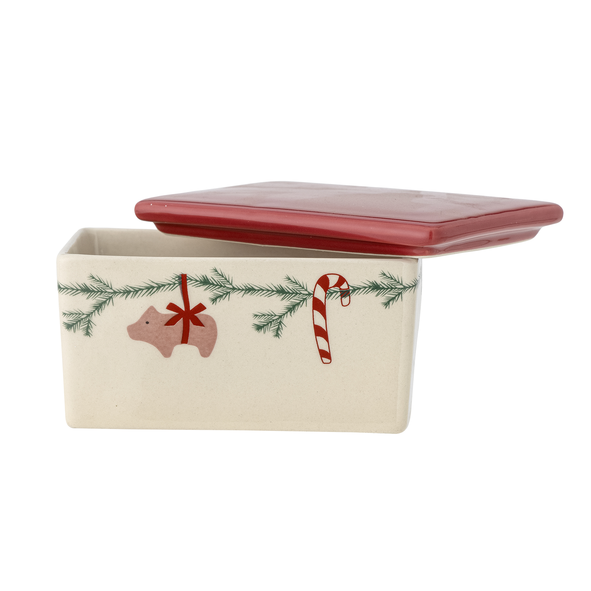 Yule Butter Box, Red, Stoneware - Image 3