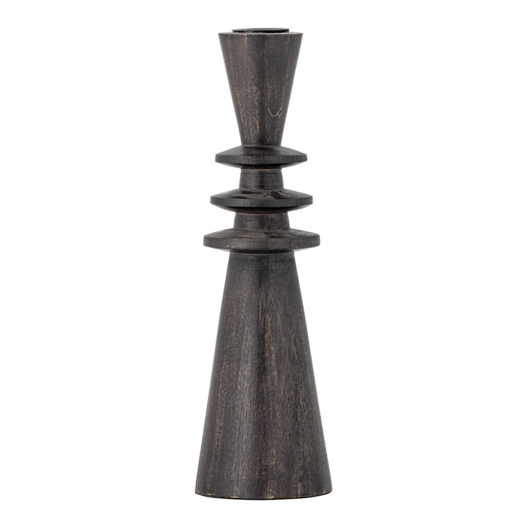 Armel Candle Holder, Black, Mango
