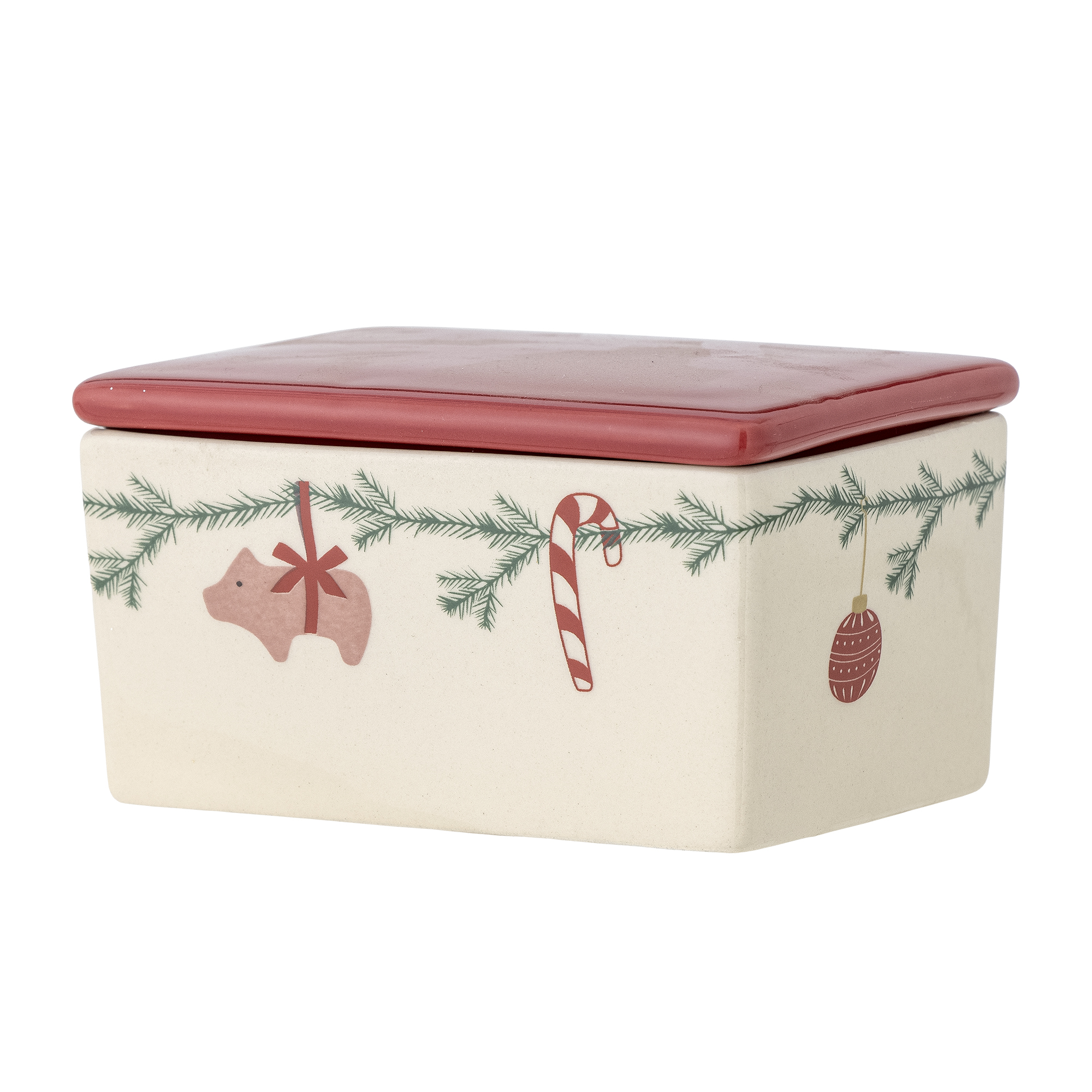 Yule Butter Box, Red, Stoneware - Image 2