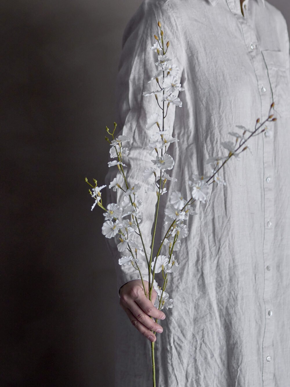 Orchid Stem, White, Artificial Flowers - Image 4