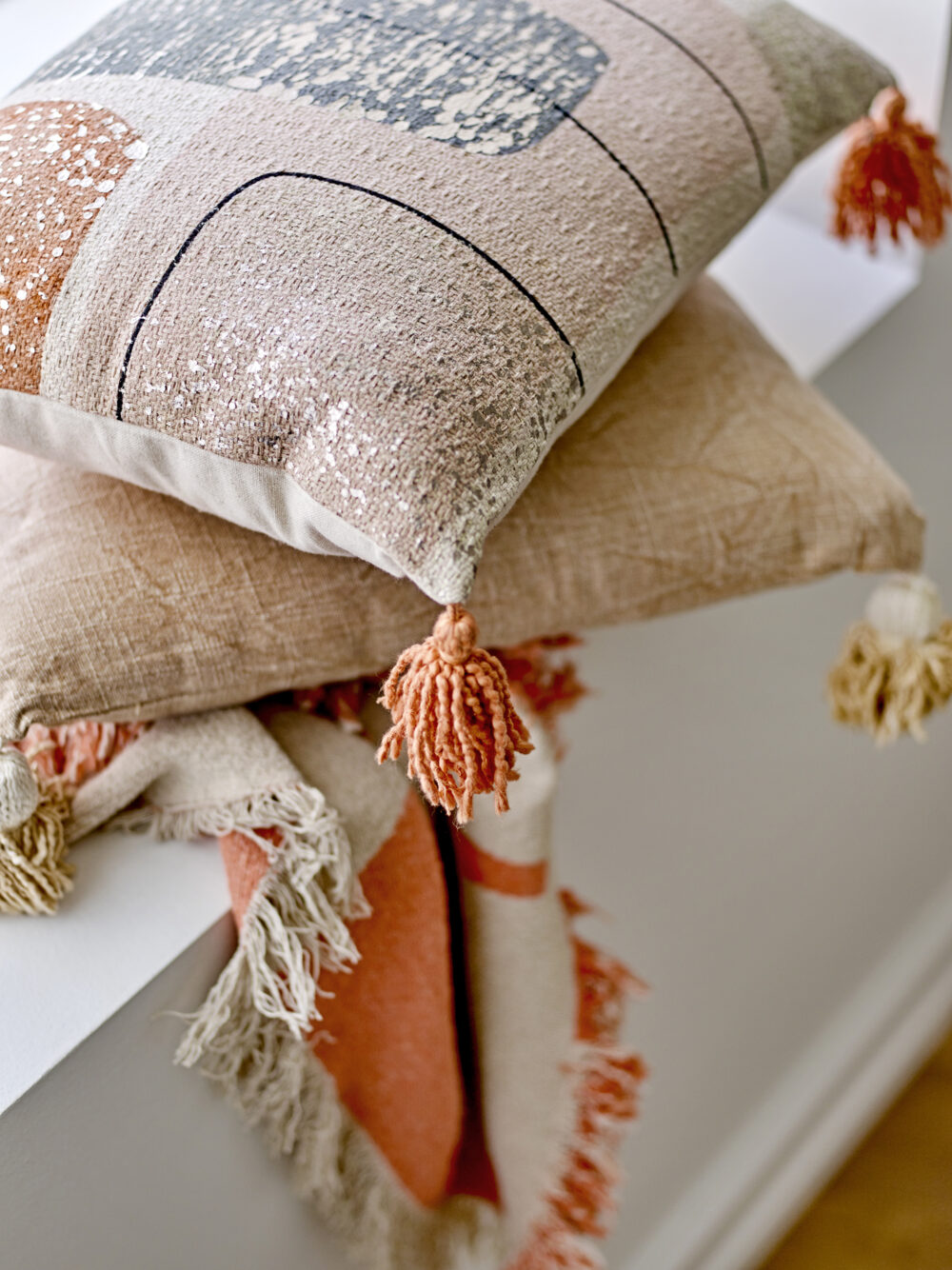 Lanzo Cushion, Orange, Cotton - Image 4