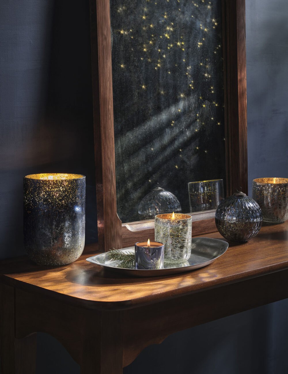 North Sky Crackle Glass Candle, Blue, - Image 5