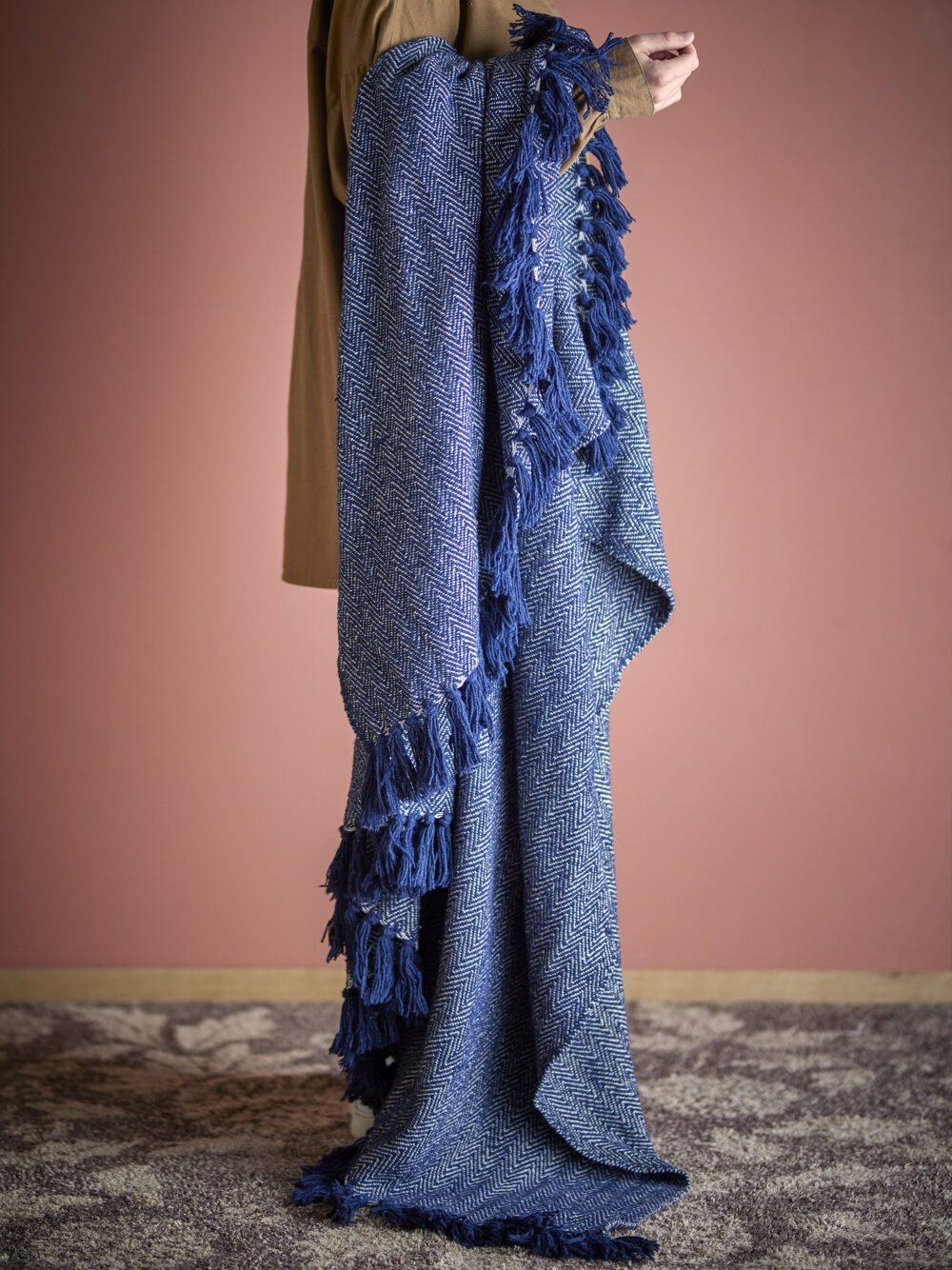 Herringbone Throw, Black, Recycled Cotton - Image 5