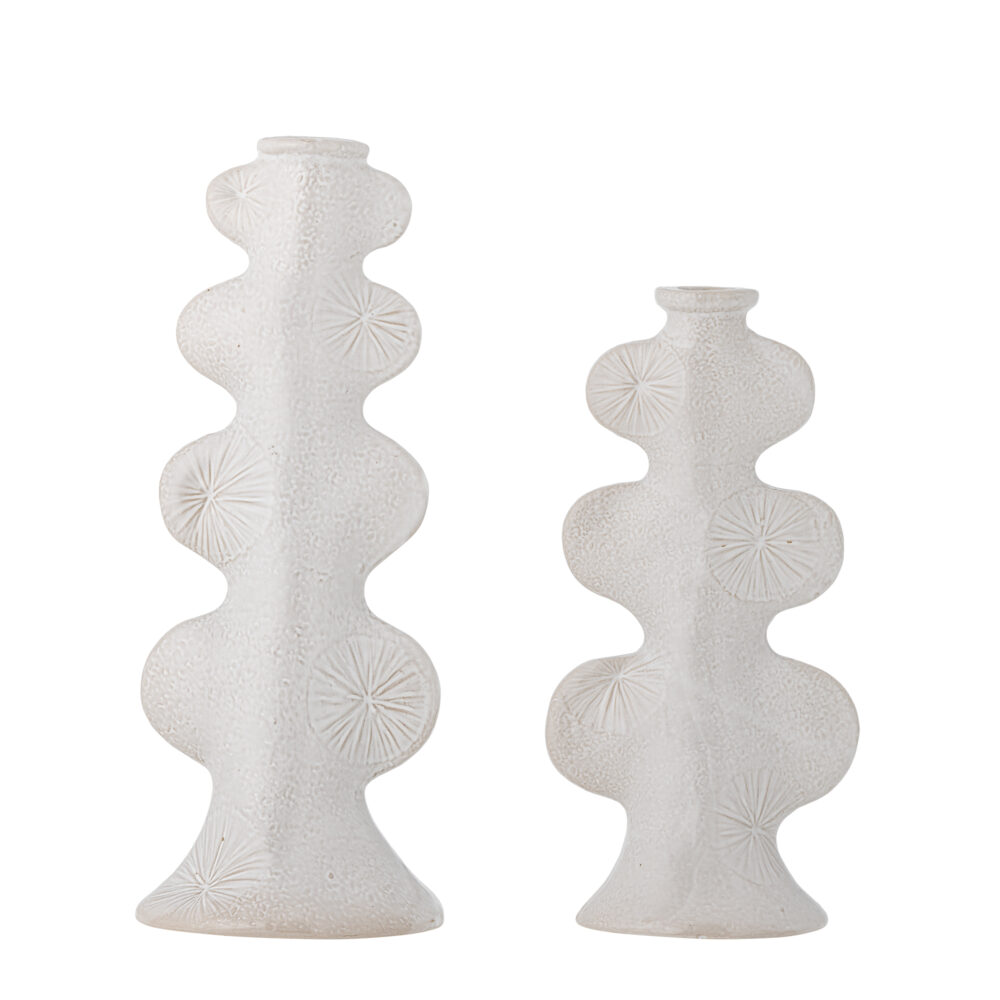 Cason Candle Holder, White, Stoneware