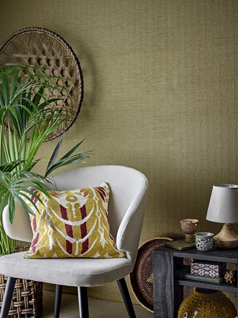 Newbury Cushion, Yellow, Cotton - Image 4