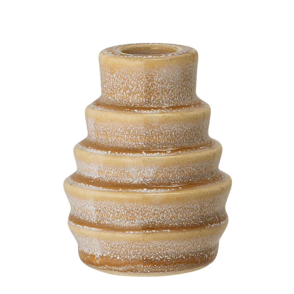 Emin Candle Holder, Yellow, Stoneware