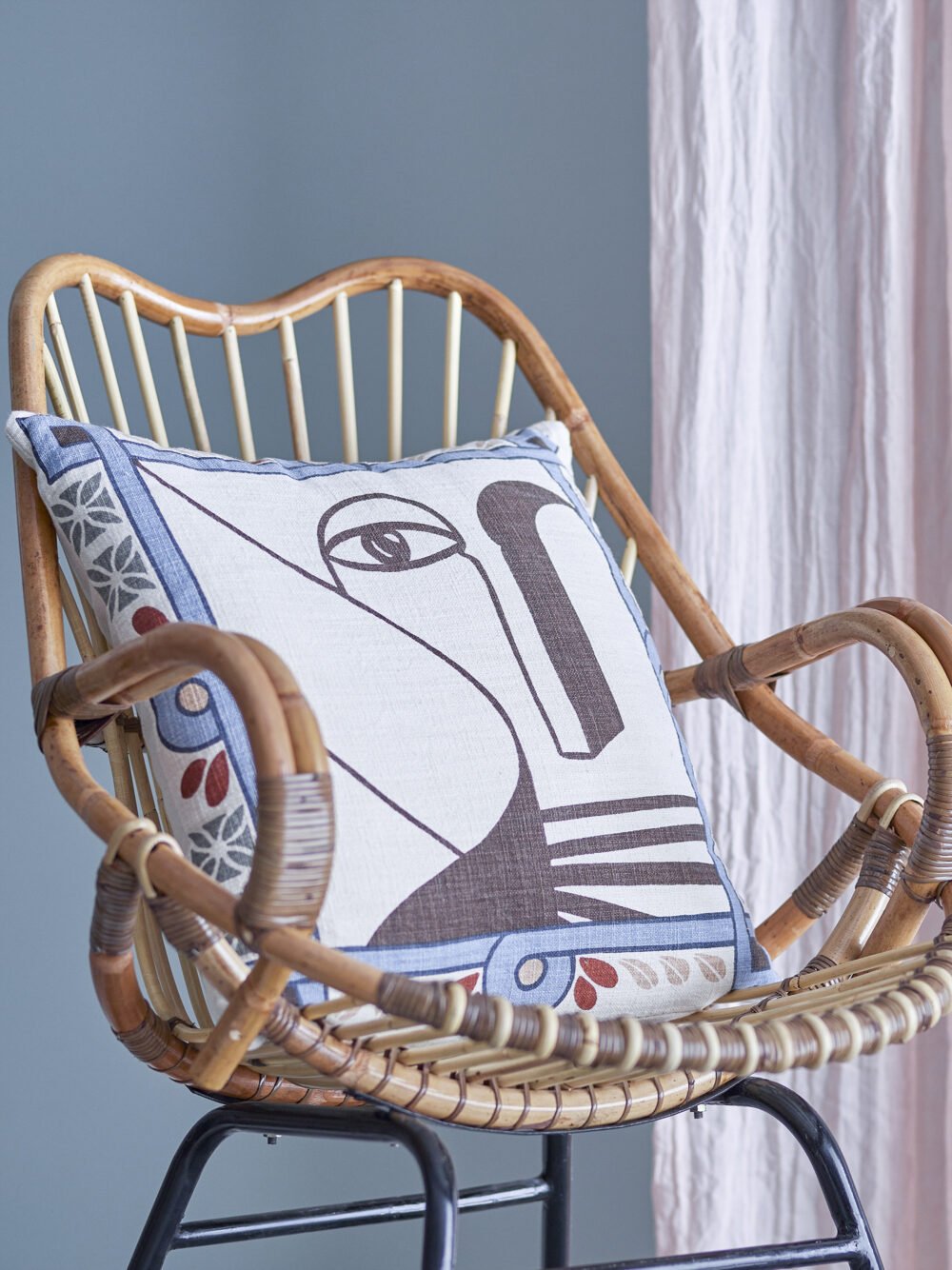 Rudaur Cushion, Blue, Cotton - Image 5