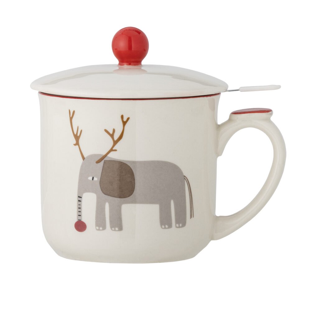 Valentin Mug w/Lid and Strainer, Red, Stoneware