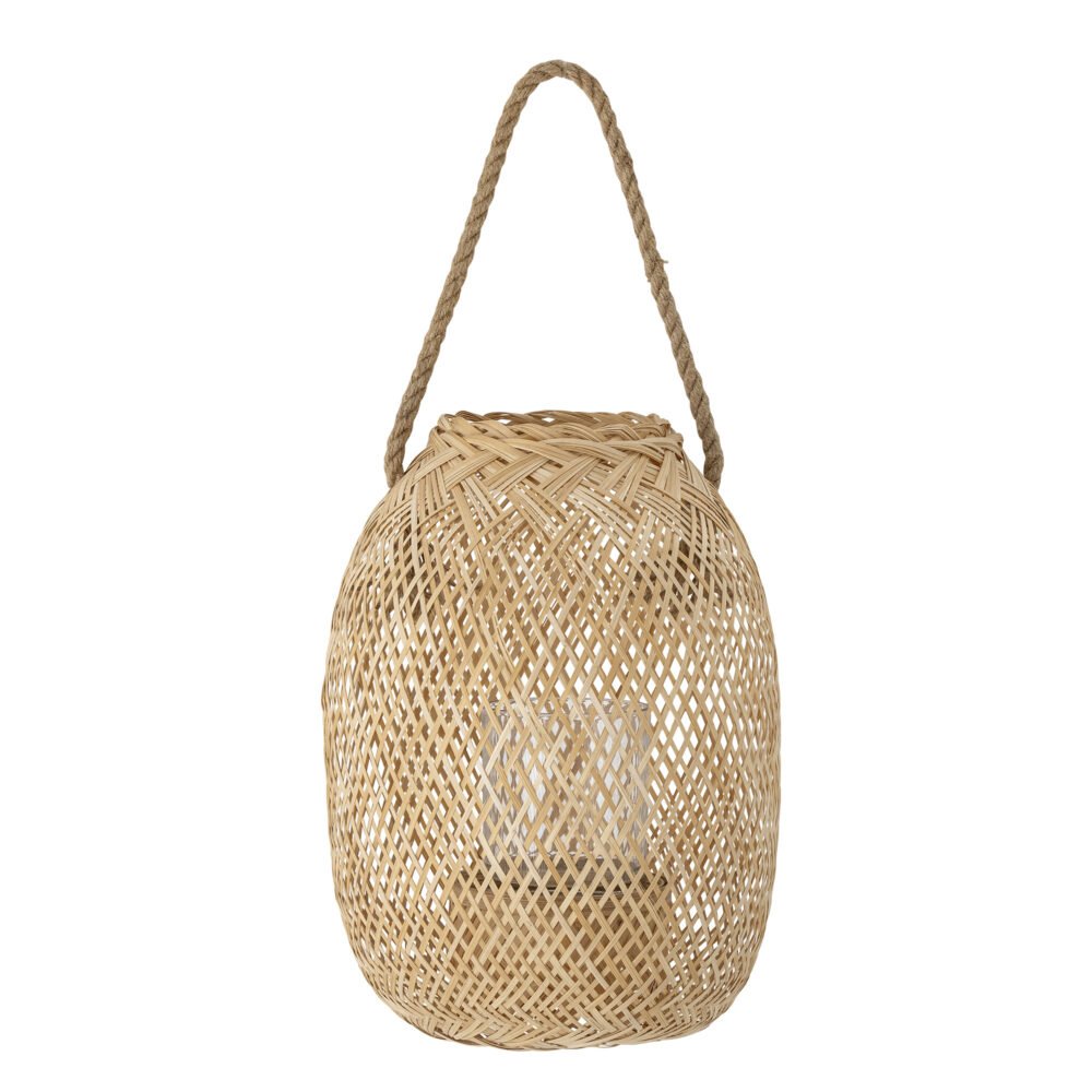 Musu Lantern w/Glass, Nature, Bamboo
