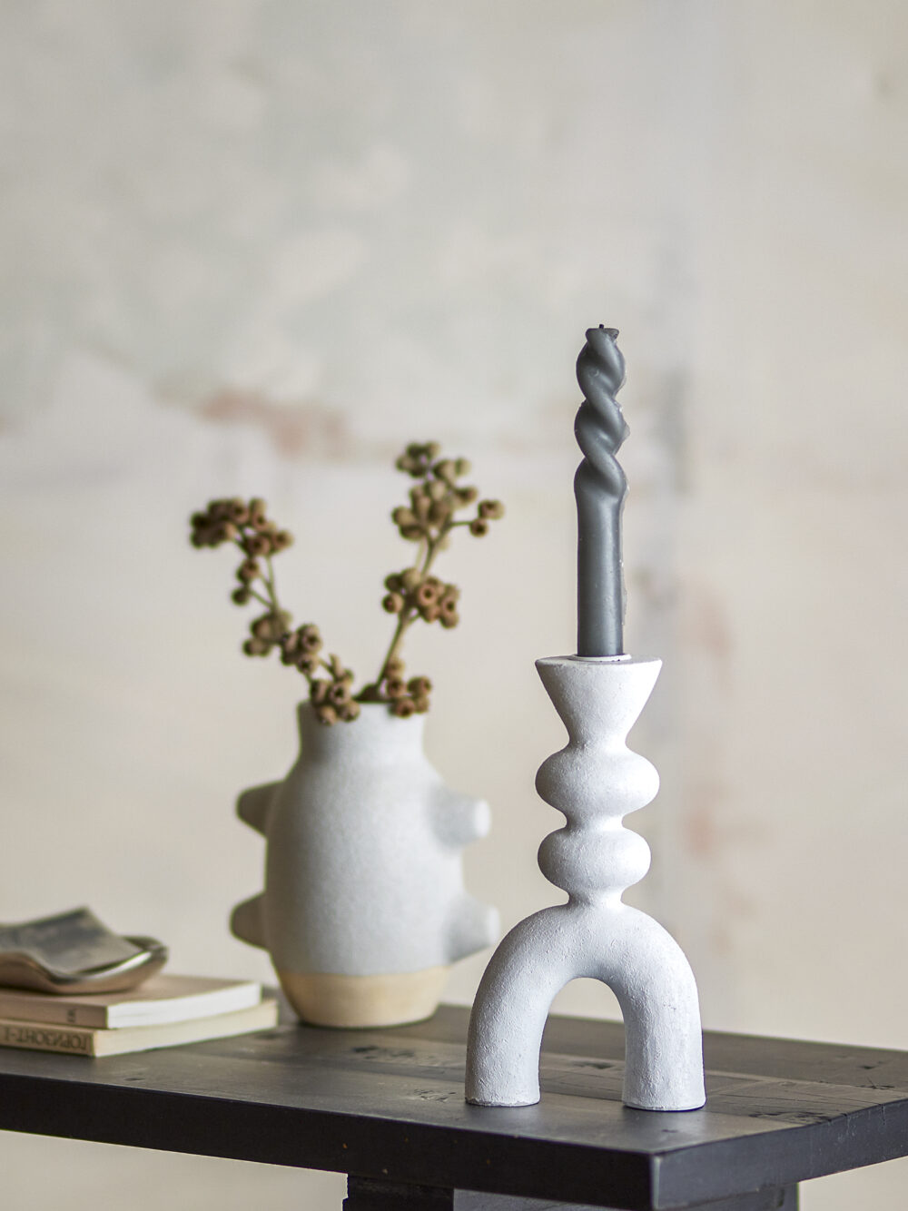 Syra Candle Holder, White, Polyresin - Image 4