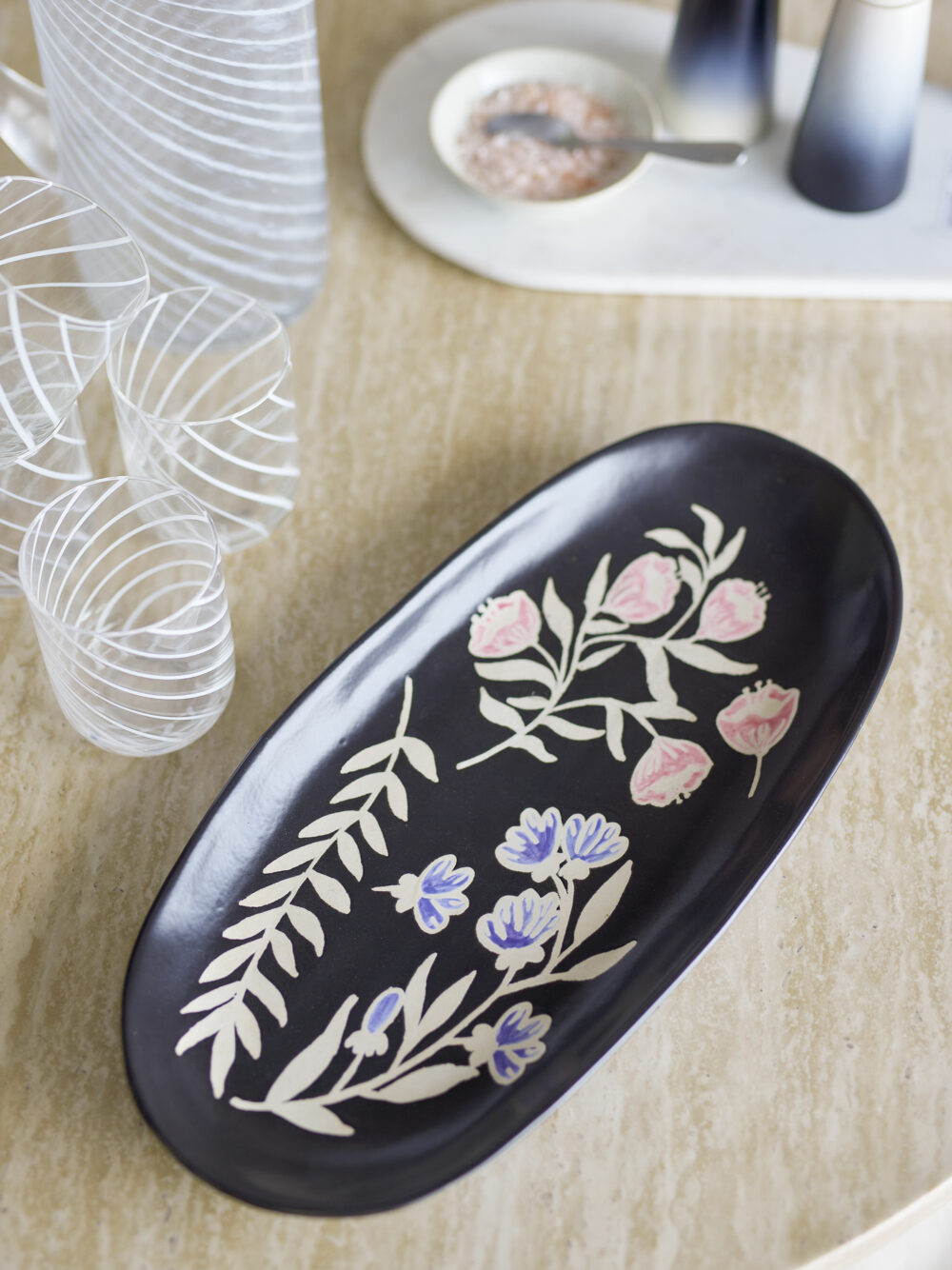Amberly Serving Tray, Black, Stoneware - Image 4