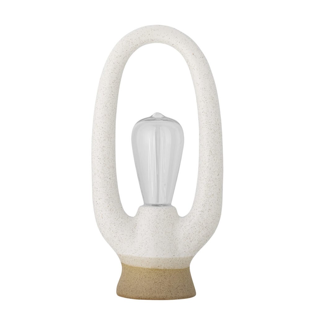 Latifa Portable Lampe, Battery, White, Stoneware