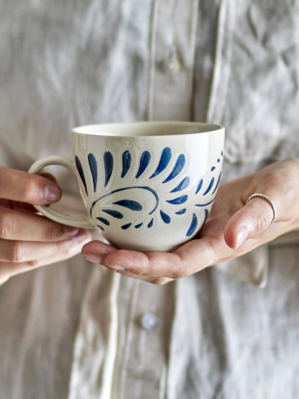 Heikki Cup, Blue, Stoneware - Image 3
