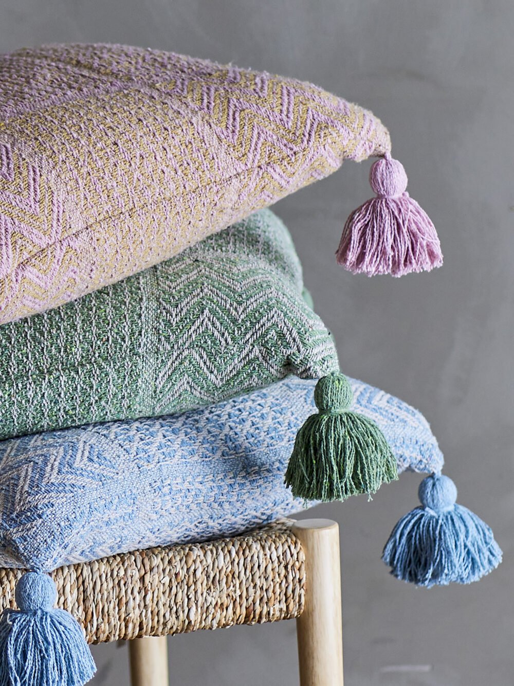 Rodion Cushion, Blue, Recycled Cotton - Image 2