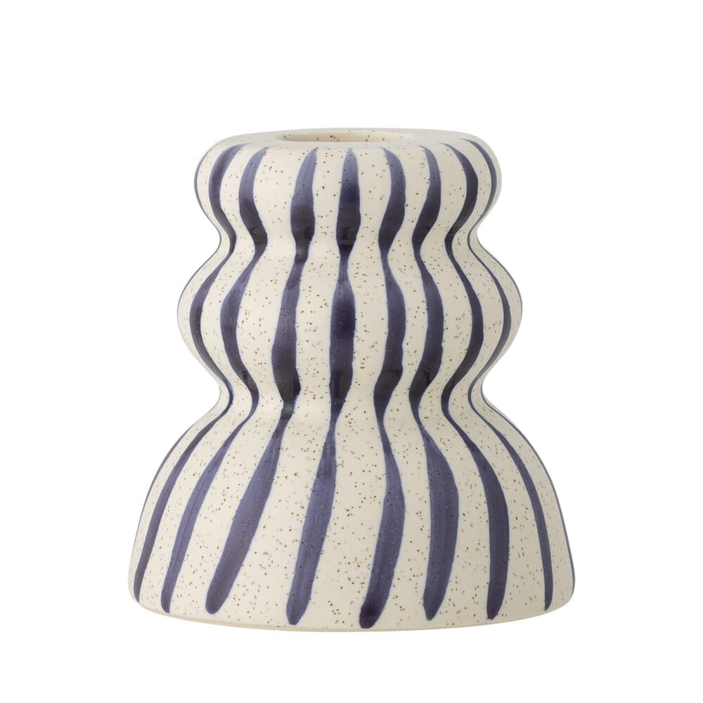 Gabin Candle Holder, Blue, Stoneware