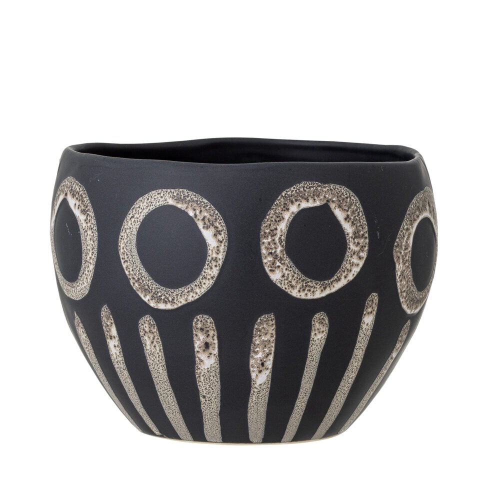 Magnus Flowerpot, Black, Stoneware