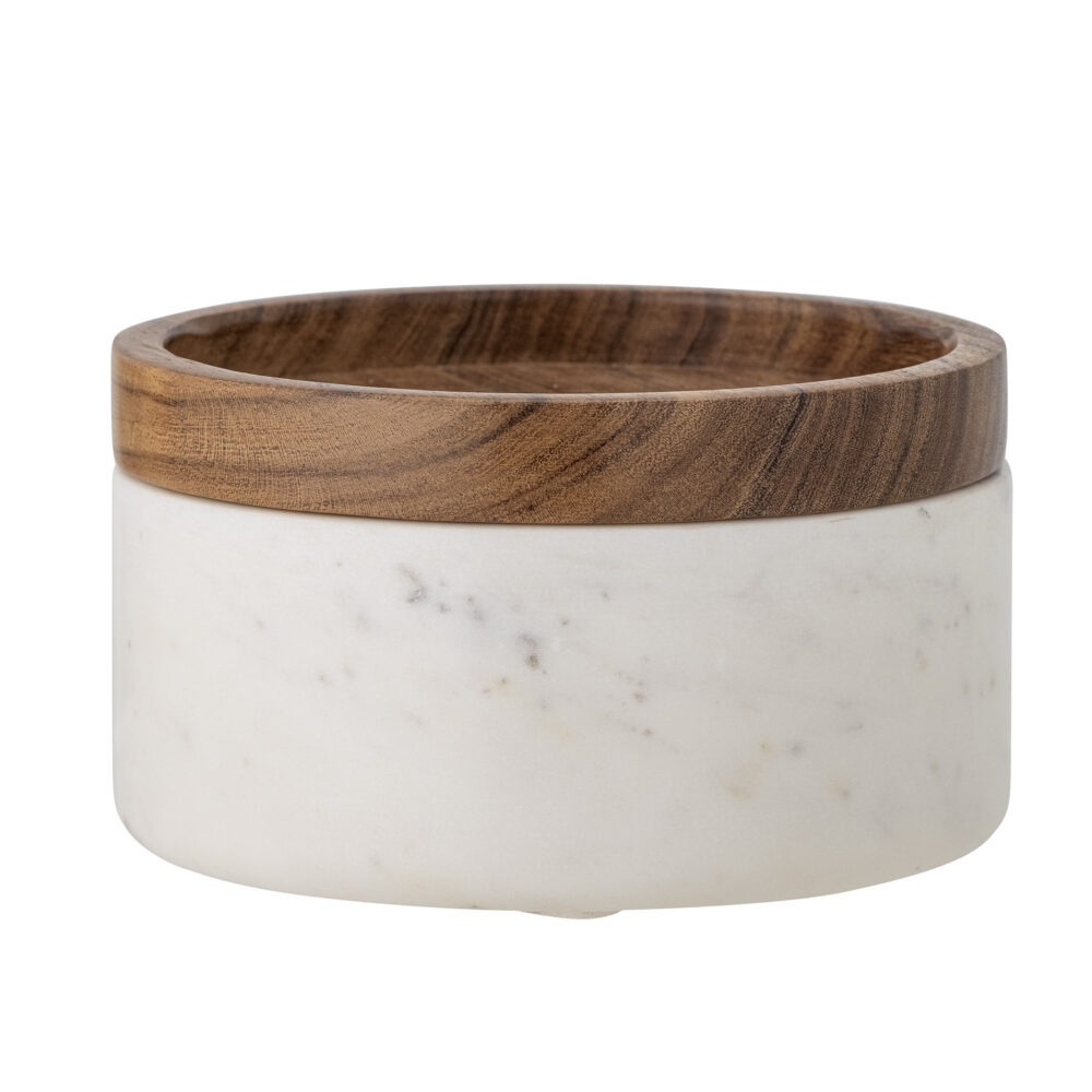 Fenella Jar w/Lid, White, Marble