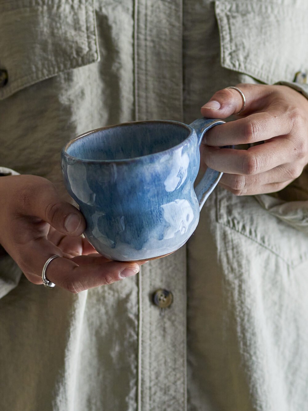 Nara Cup, Blue, Stoneware - Image 2