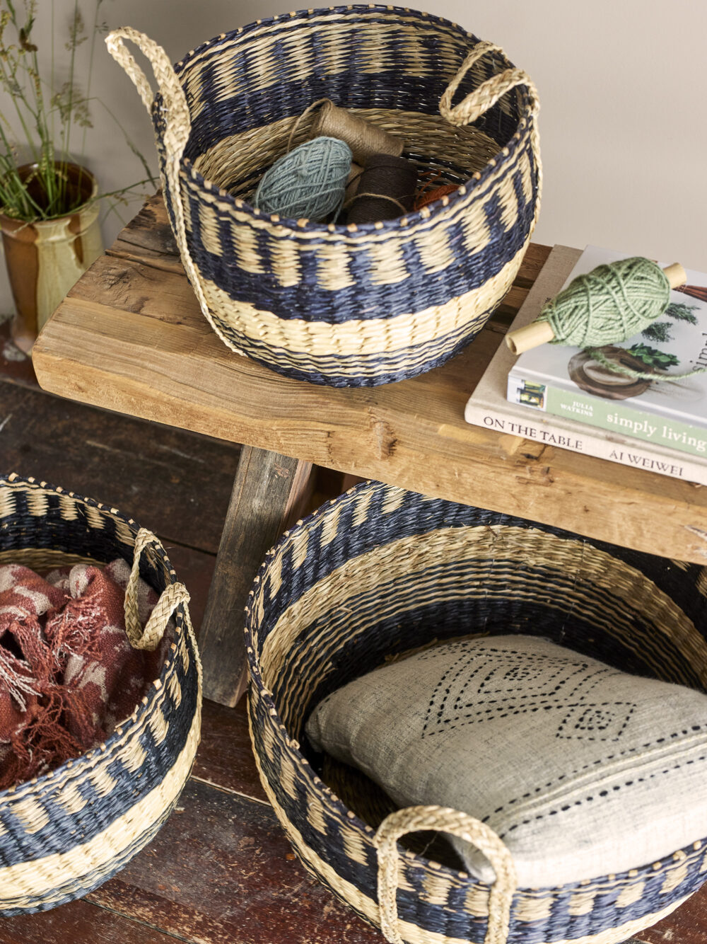 Sania Basket, Black, Seagrass - Image 3