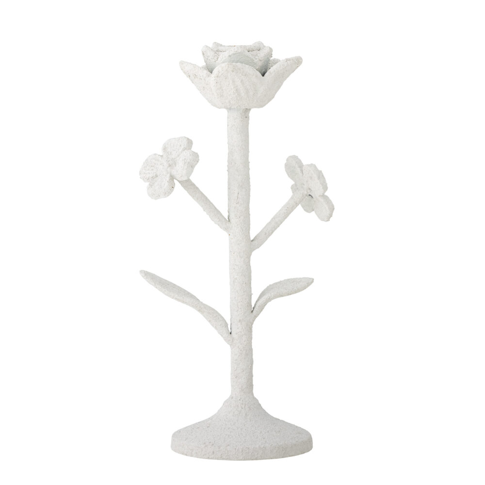 Ranin Candle Holder, White, Iron