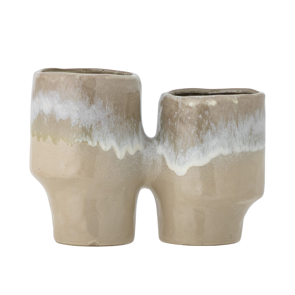 Maiak Flowerpot, Brown, Stoneware
