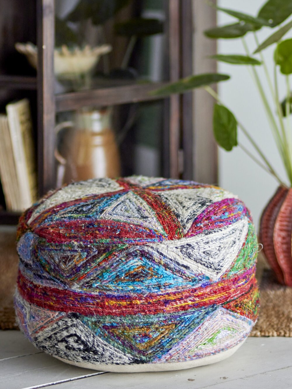 Torano Pouf, Red, Cotton - Image 2