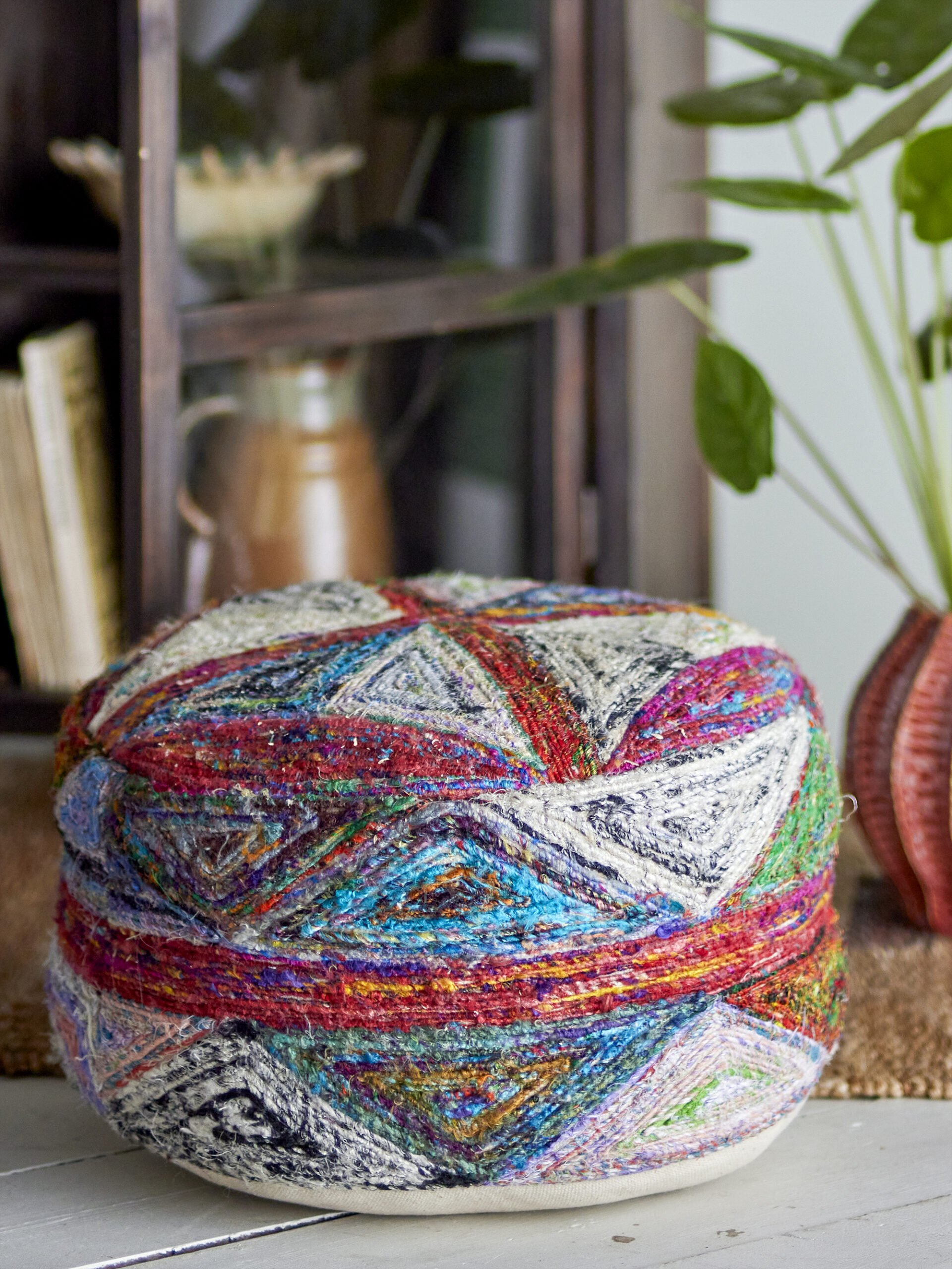 Torano Pouf, Red, Cotton - Image 2