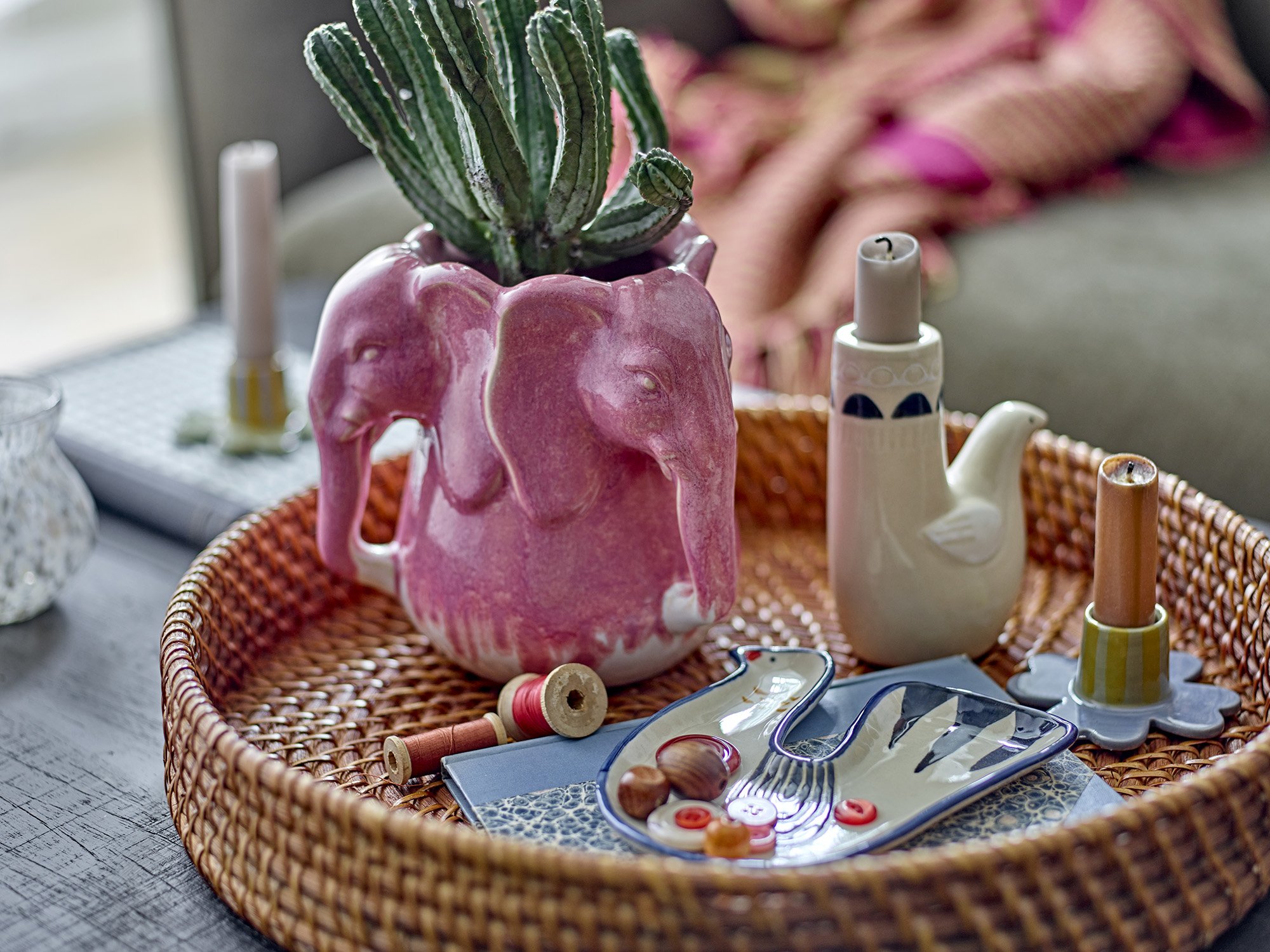 Trudy Candle Holder, White, Stoneware - Image 3