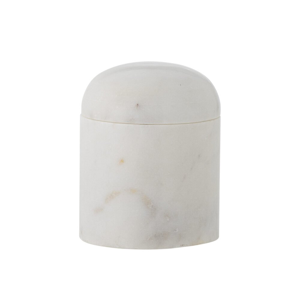 Lira Jar w/Lid, White, Marble