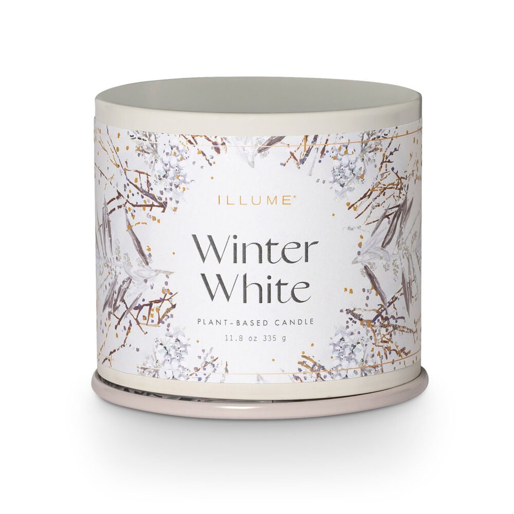 Winter White Vanity Tin Candle, White,