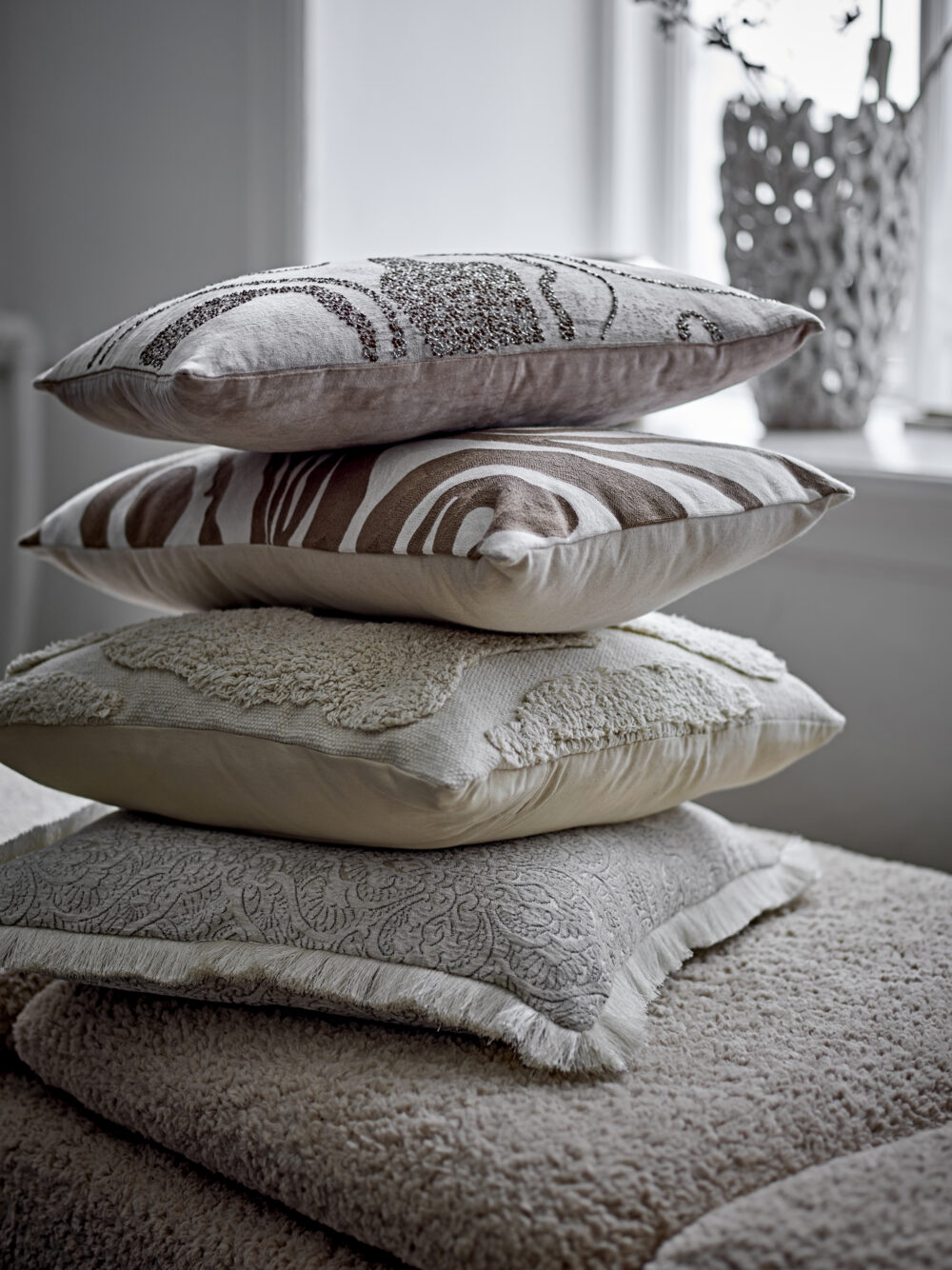 Adelona Cushion, Brown, Viscose - Image 4