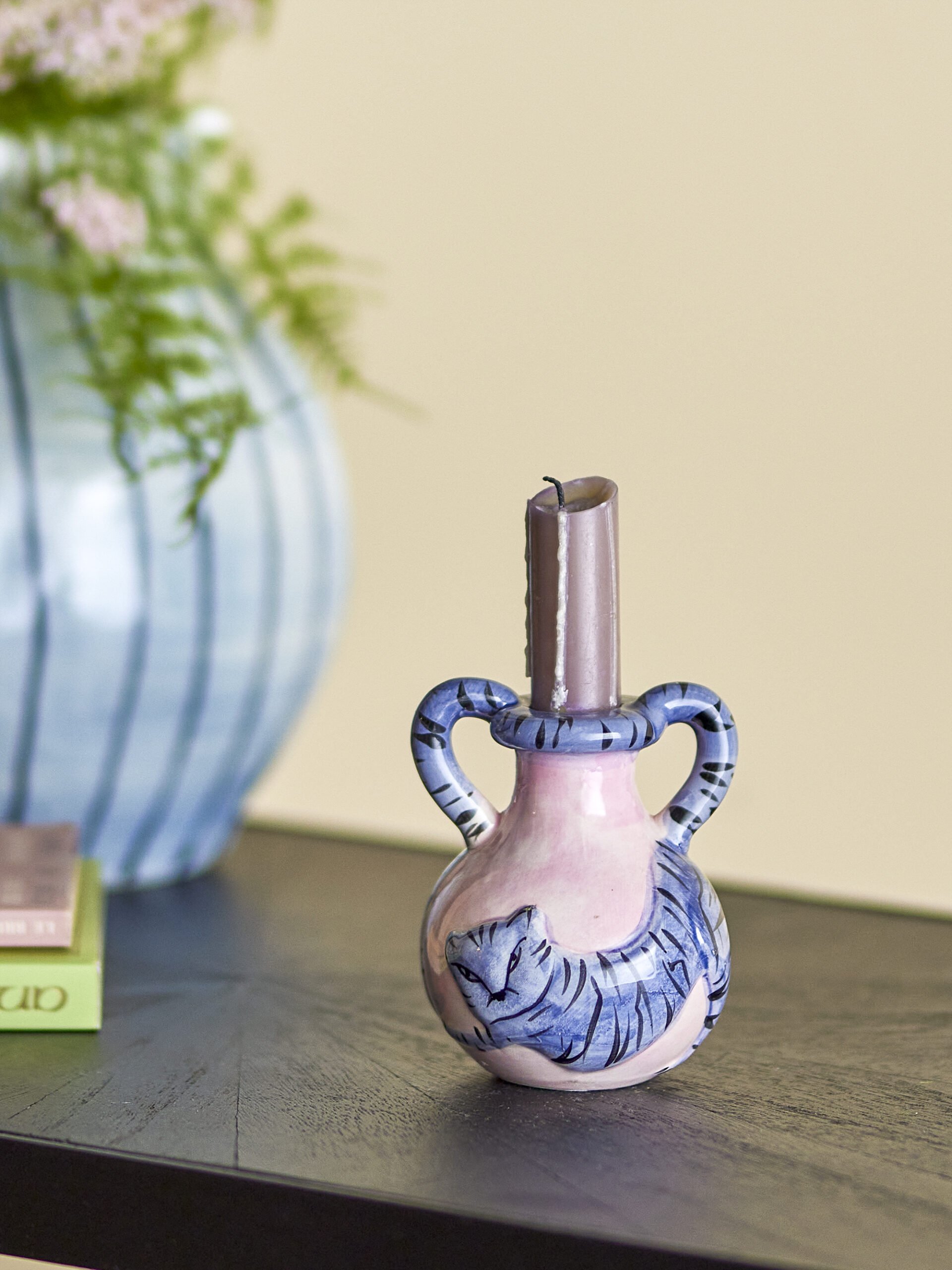 Ryker Candle Holder, Blue, Stoneware - Image 3