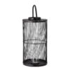 Effie Lantern w/Glass, Black, Bamboo