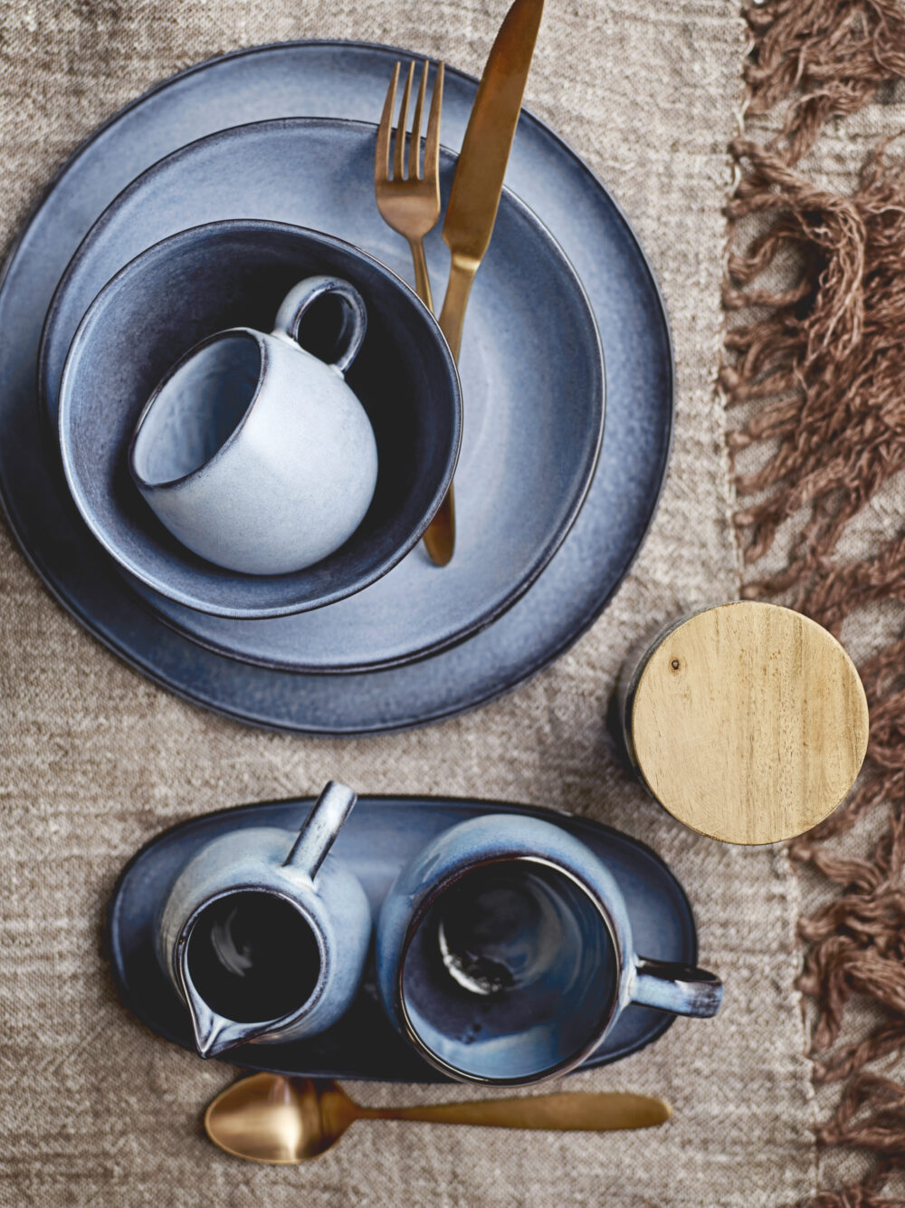 Sandrine Breakfast Set, Blue, Stoneware - Image 2