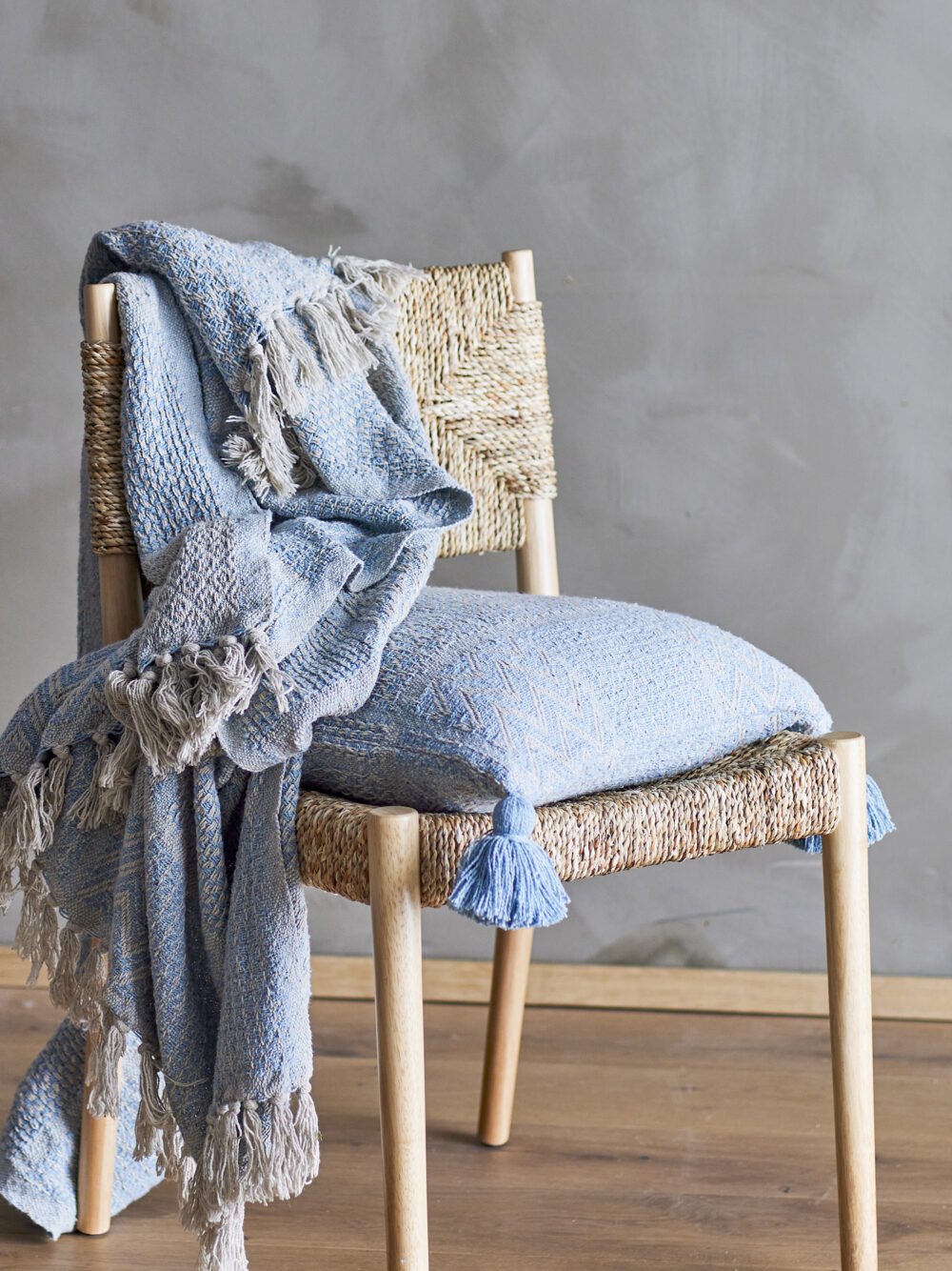 Rodion Cushion, Blue, Recycled Cotton - Image 3