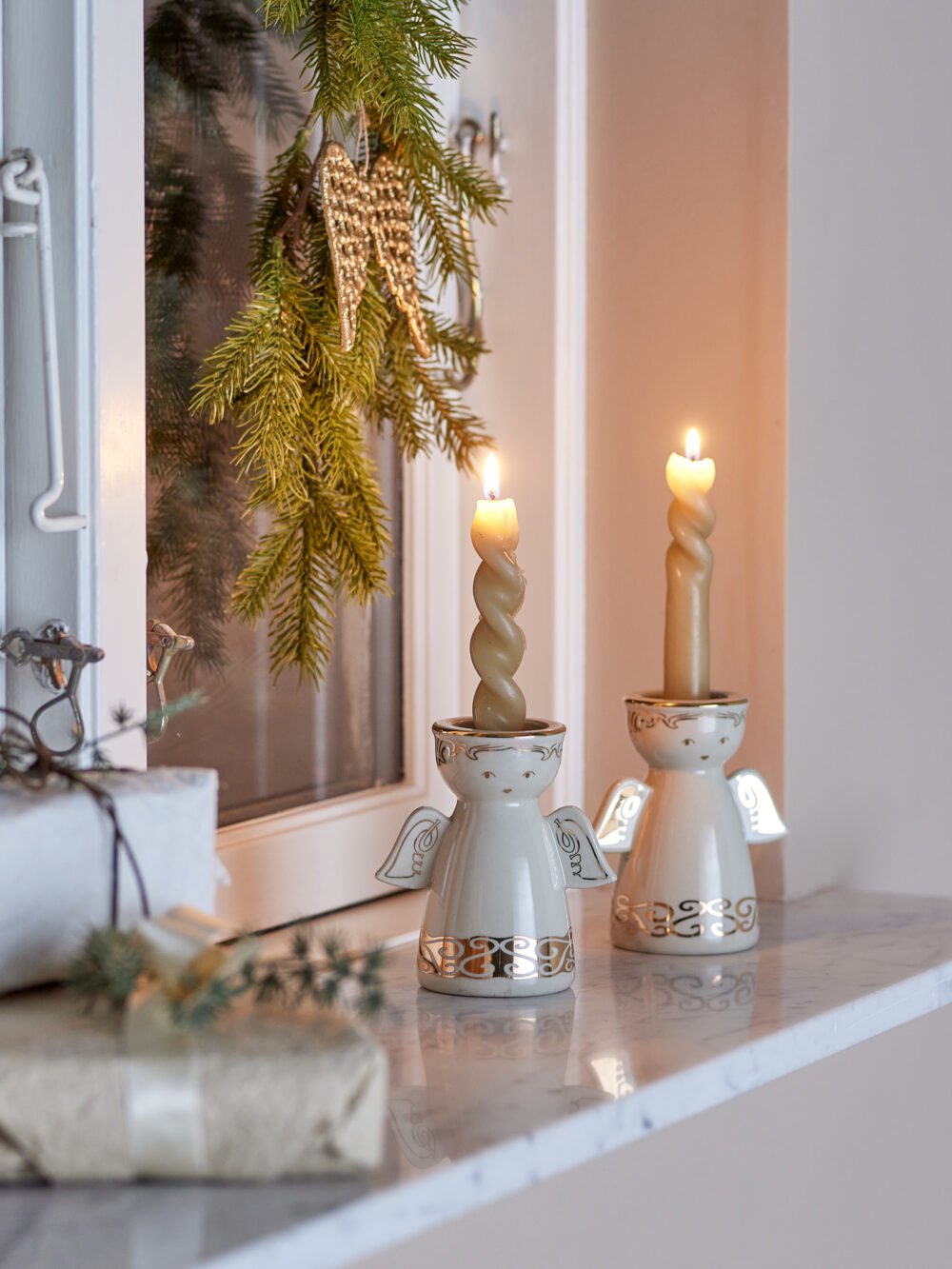 Faella Votive & Candle Holder, White, Stoneware - Image 4
