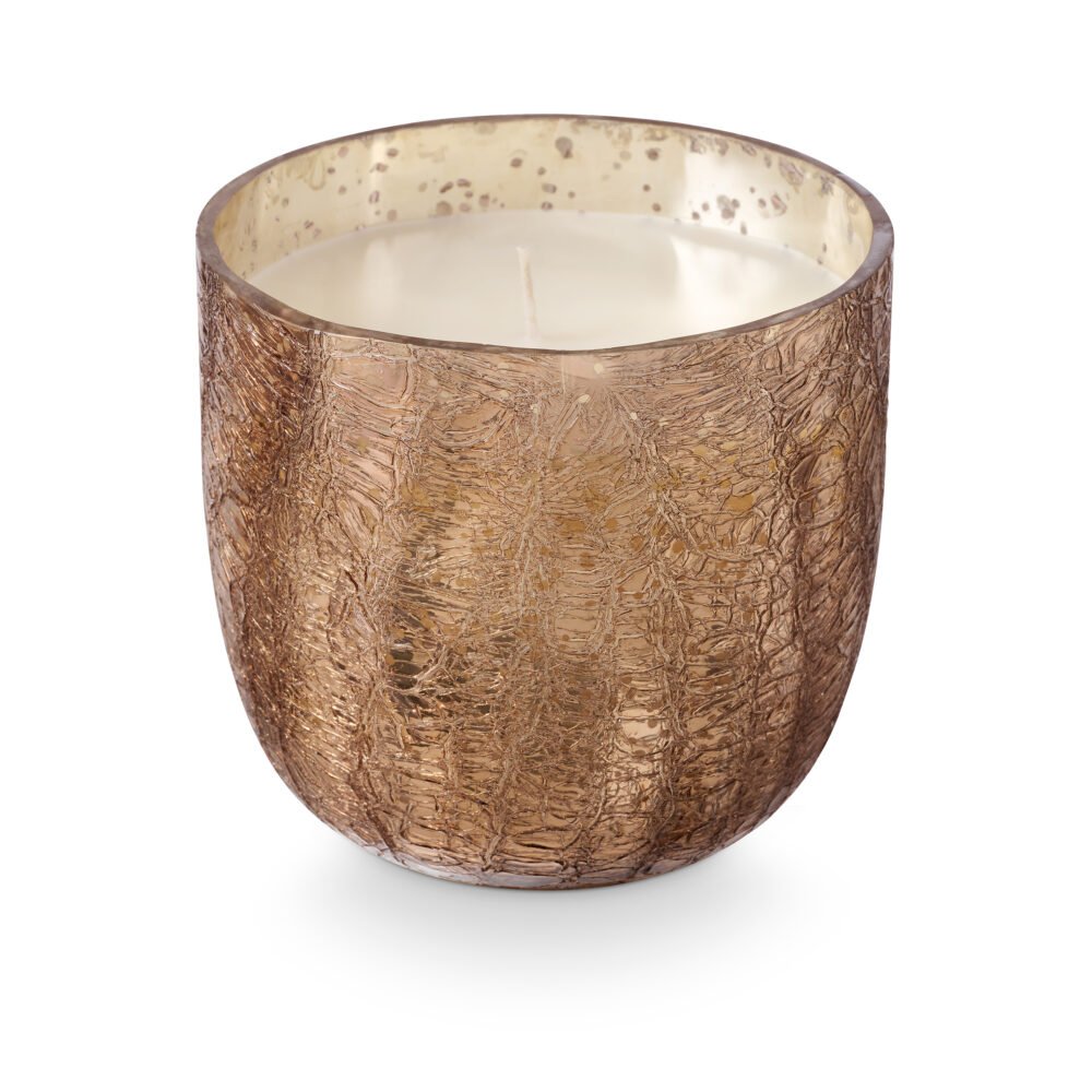 Woodfire Crackle Glass Candle, Brown,